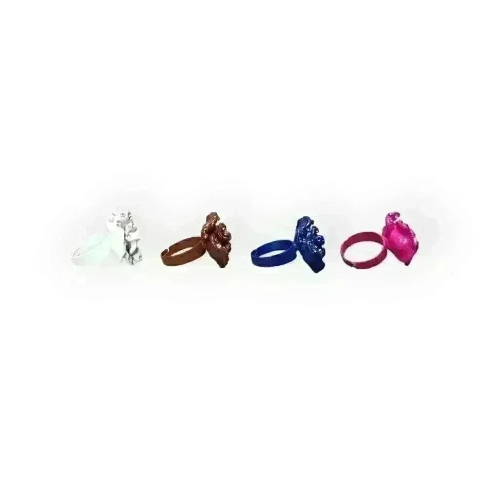 Flowers Enamel & Rhinestones Adjustable Rings Floral Fashion Jewelry (Lot of 4) - Picture 4 of 4
